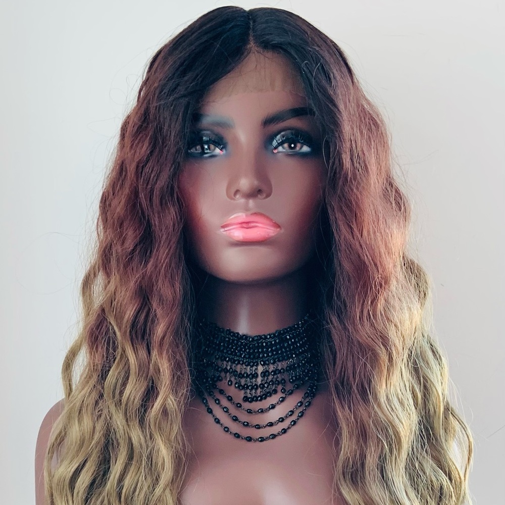28” Ombre Auburn/Toffee Brown Lace Front Synthetic Wig